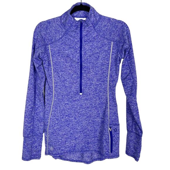Athleta XSmall Purple Spacedye Running Wild 3.0 Half Zip Pullover Top Reflective - Picture 1 of 12